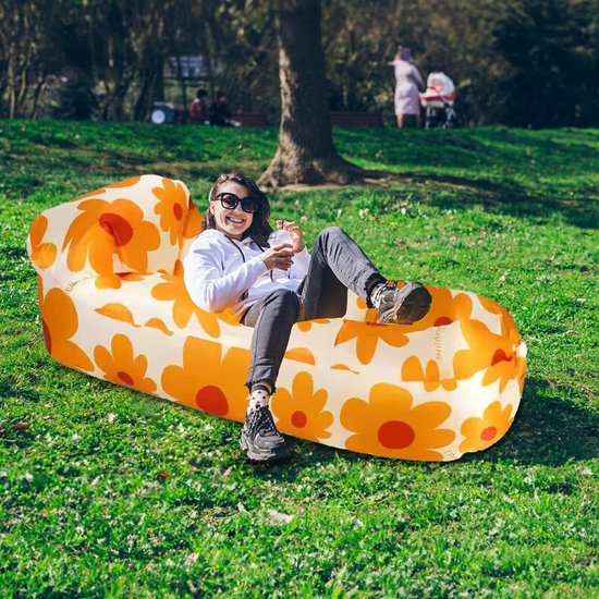 Opblaasbare Lounger - Luchtbank Zonnebed - Ontspannen Buiten - Snel Opblaasbaar - 240 x 70 cm - Zonnebloem Geel — afbeelding 3