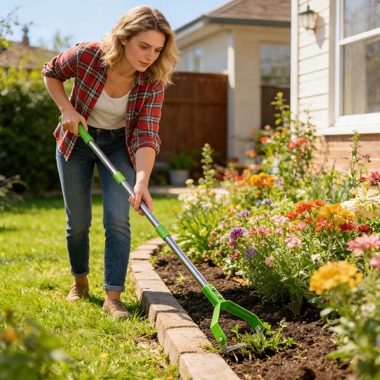 Tuinhak Handgereedschap - Onkruidsteker Grasmaaier - Grond Losmaken - Antislip Handgreep - 41 x 16 cm - Oranje — afbeelding 4