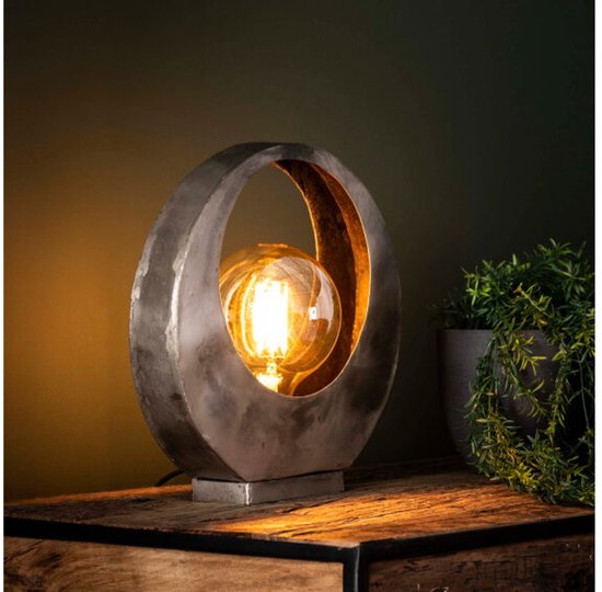 Tafellamp Full Moon in Oud Zilver voor Stijlvolle Interieurs - Tafellamp Full Moon - Oud Zilver - 30x13x32 cm - Woonkamer - Slaapkamer - Moderne Tafellamp - Sfeerverlichting - Design Lamp - Compact Formaat