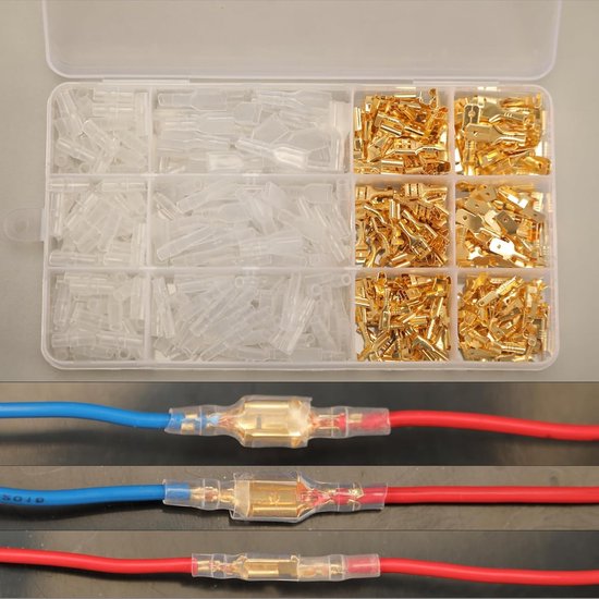 480 stuks Spade Connector Set met Isolatiesleeves - Mannen en Vrouwen, Kabelschoenen Assortiment, Crimp Terminals en Elektrische Verbindingen — afbeelding 2
