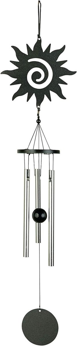 Ornament Klankspel - Muziekspel Wind - Tuin Decoratie - Vrolijke Tonen - 35 cm - Zwart Zilver