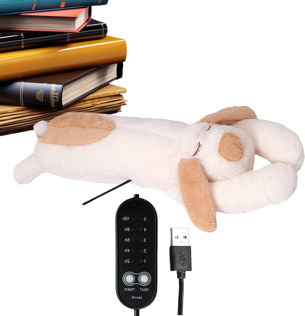 Warmtekussen Hond - Verwarmend Pluche - Ontspanning Lichaam - Instelbare Temperatuur - 60 x 16 cm - Bruin