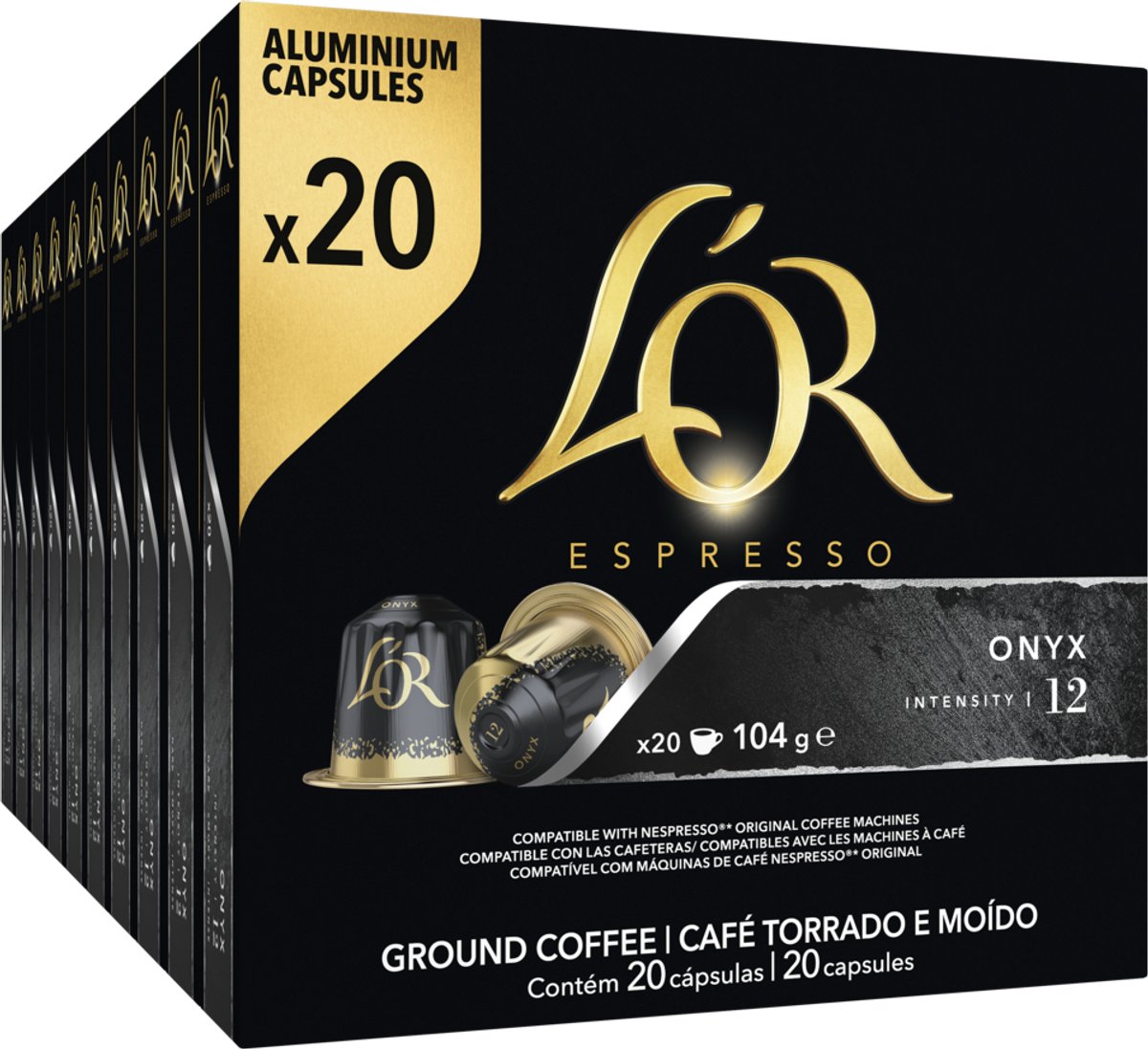 Espresso Onyx Koffiecups Voordeelpak - 10 x 20 capsules -