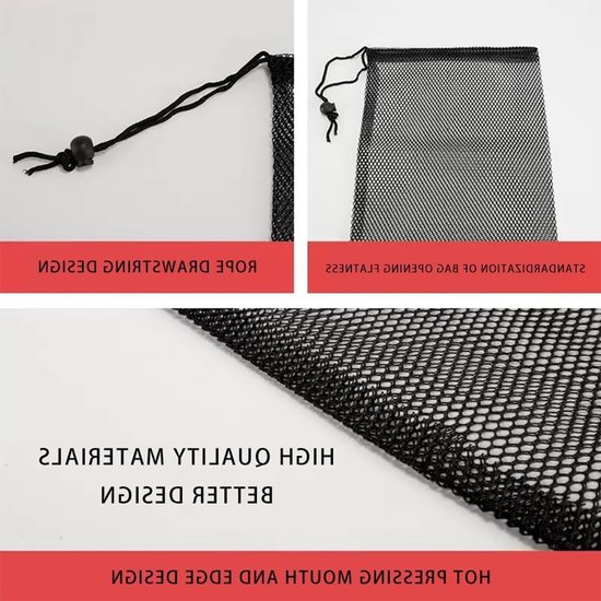 Set van 2 Mesh Tassen met Trekkoord, Ideaal voor het Verzamelen van Golfballen, Speelgoed en Tennisballen — afbeelding 2