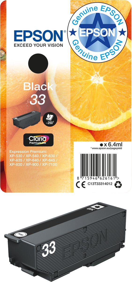 Epson Oranges singlepack zwart 33 Claria Premium inkt