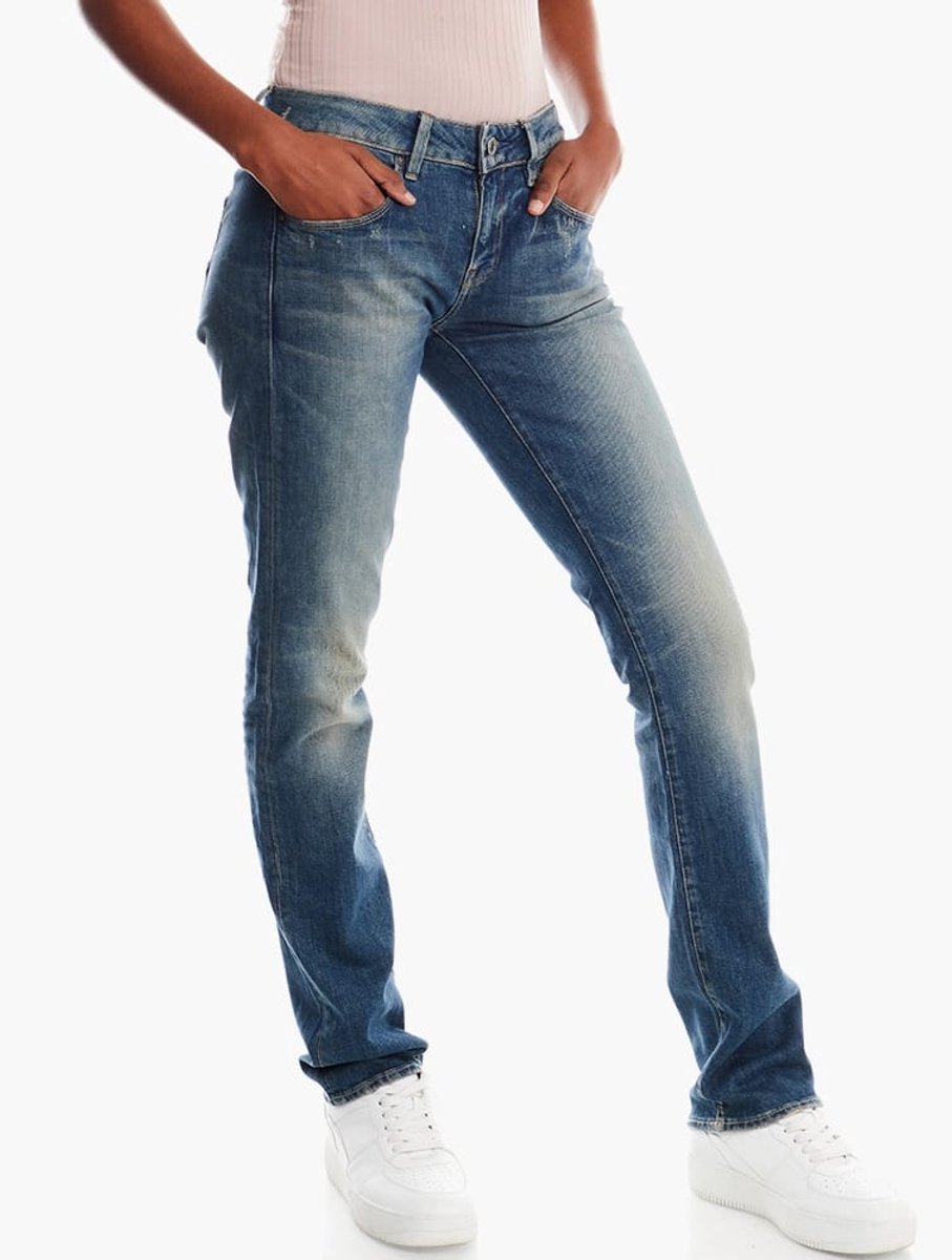 G STAR RAW dames jeans attac mid straight W25 L30 Blauw