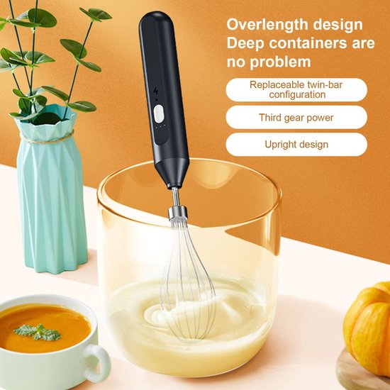 Elektrische handmixer met drie snelheidsstanden, oplaadbare draadloze handmixer, draagbare minimixer, geschikt om mee te koken. van Merkloos — afbeelding 3