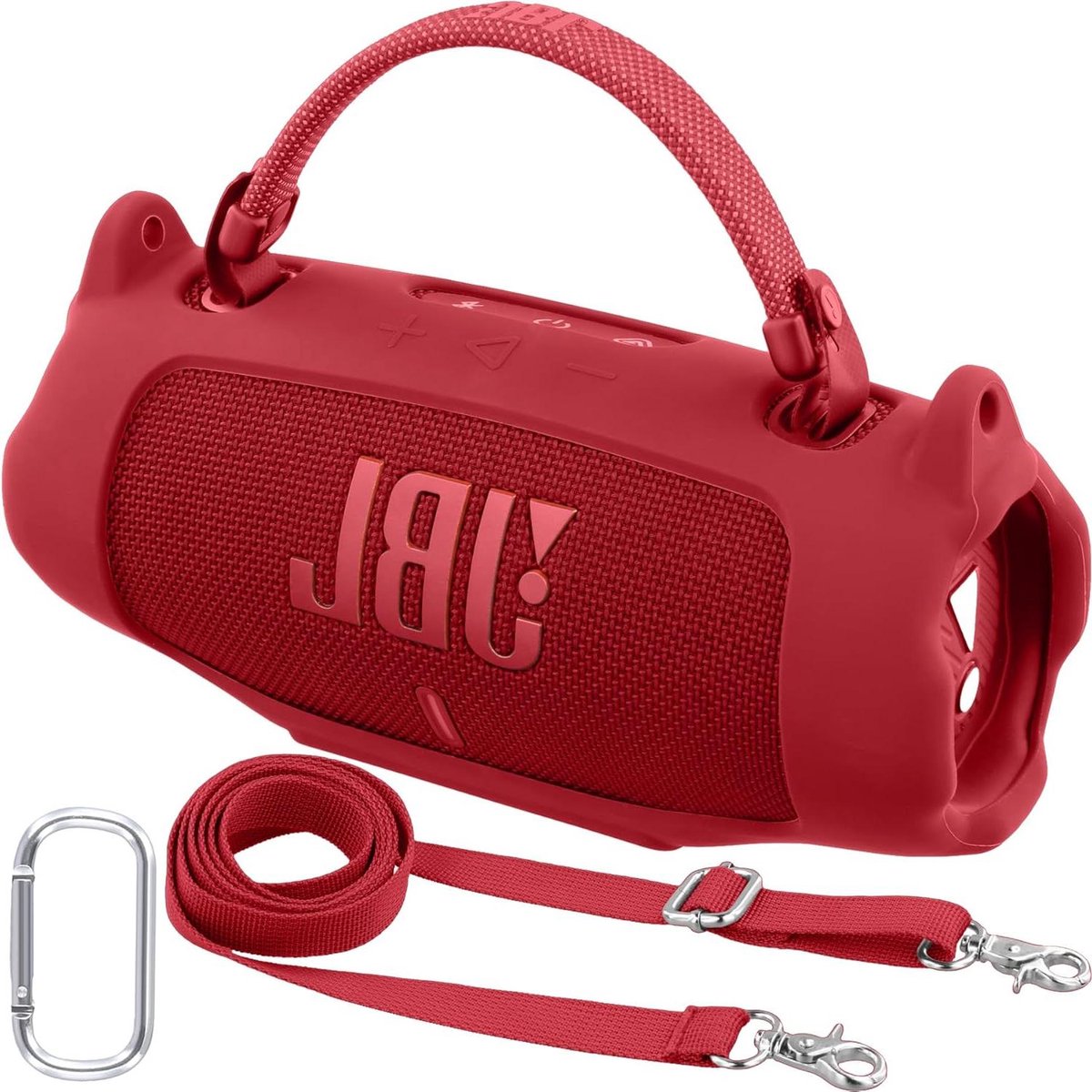 Beschermhoes Luidspreker - Draagbare Speaker Cover - Muziek Luisteren Buiten - Met Schouderband & Haak - 140 Gram - Rood