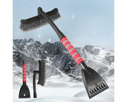 Telescopische Sneeuwschuiver - Auto Borstel - Winterklaar Maken - Ergonomische Handgreep - Verstelbaar - Rood