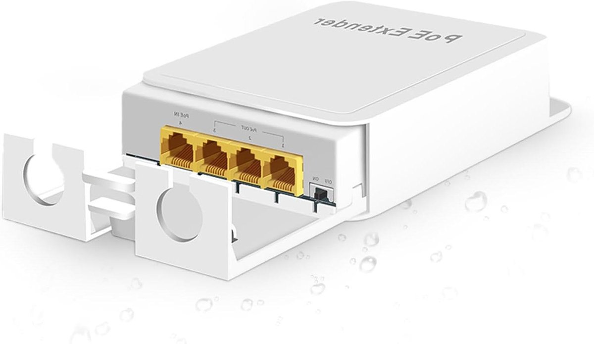 PoE Extender - Netwerk Switch - Buiten Netwerk Uitbreiden - Waterdicht IP55 - 14.8 x 10 cm - Zwart