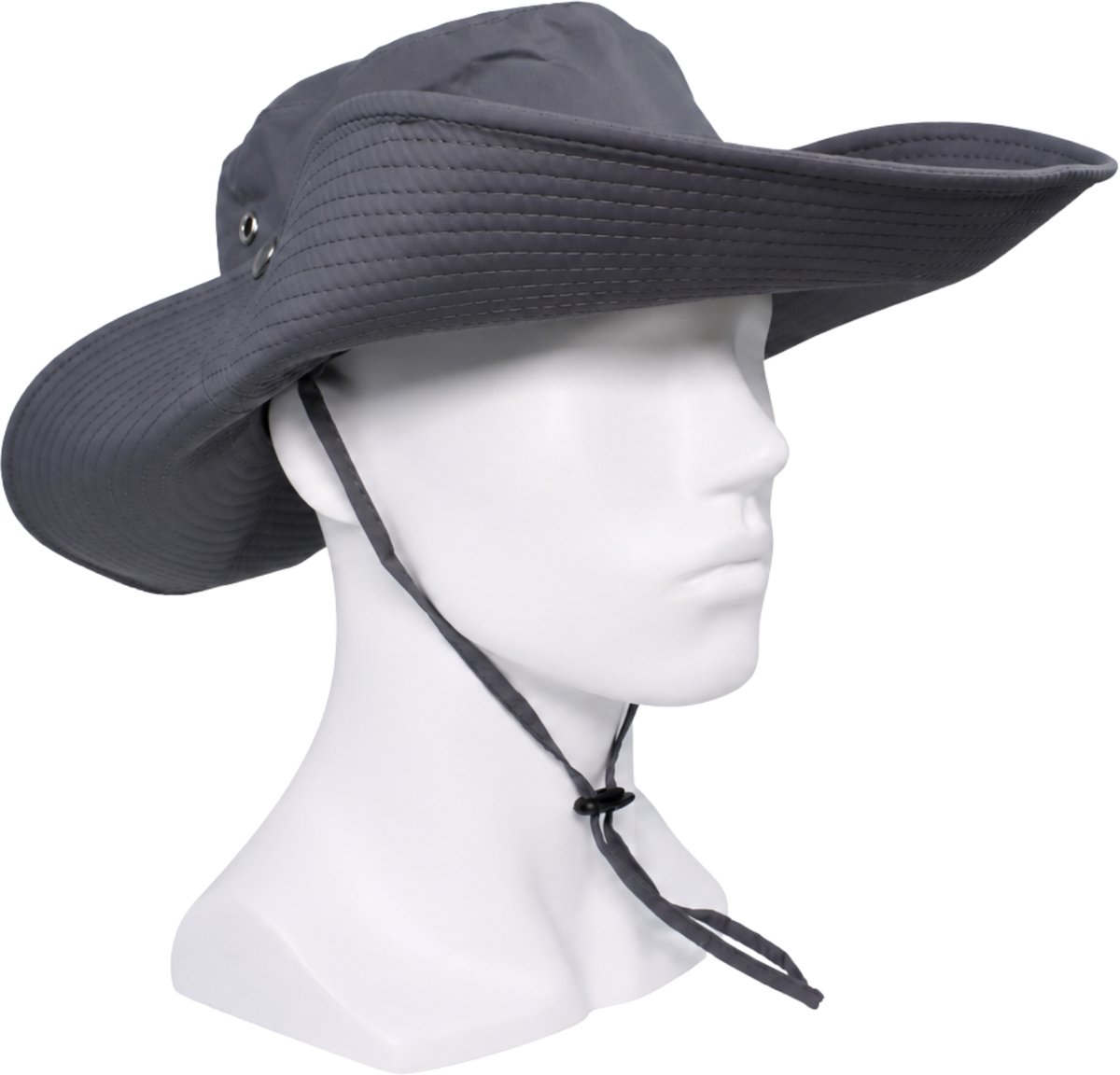 Safari Hoed - Zonnehoed - Boonie - Bucket Hat - Maat 56/58 - Grijs - Kinband - UV-Beschermend, Ademend & Lichtgewicht - Opvouwbare Outdoor Hoed - Inklapbaar met Drukkers