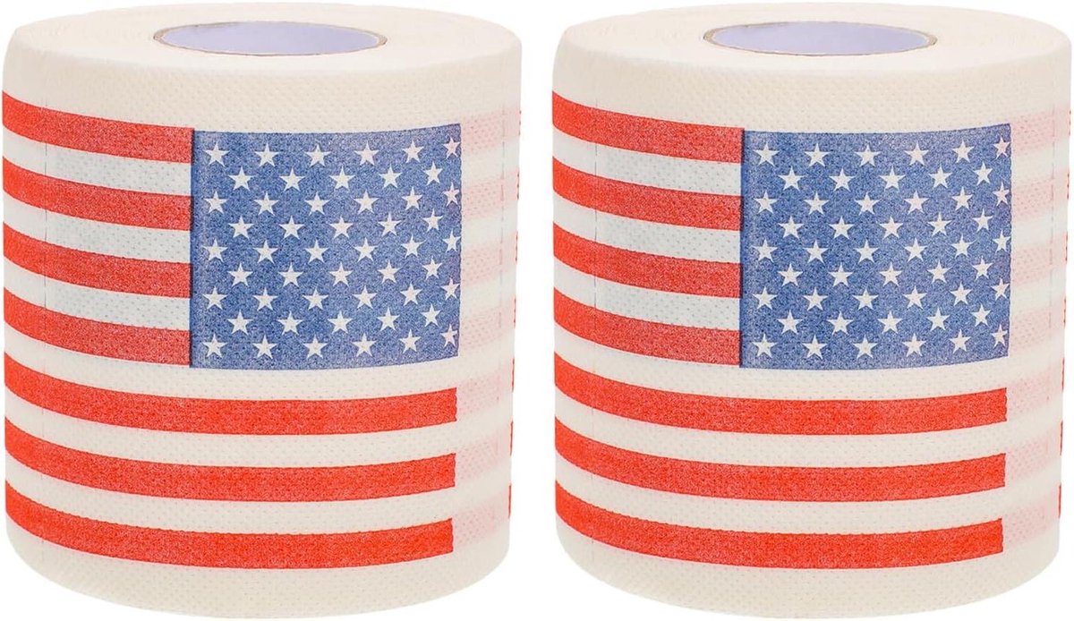 Toiletpapier Rollen - Servetpapier - Feestelijke Decoratie - Amerikaans Vlagontwerp - 2 Rollen - Multicolor