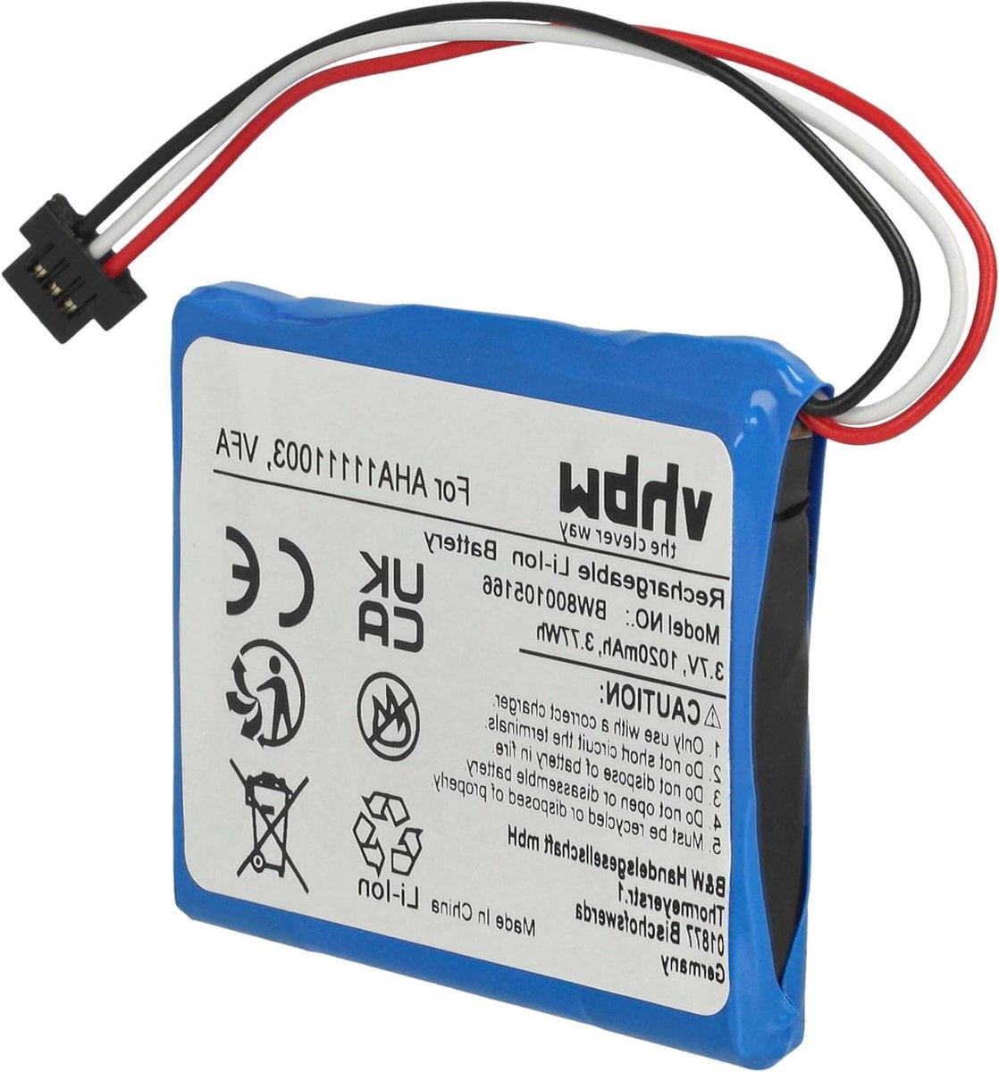 Vervangende Batterij - Navi Accu - GPS Gebruik - Oplaadbaar - 1020 mAh - Zwart