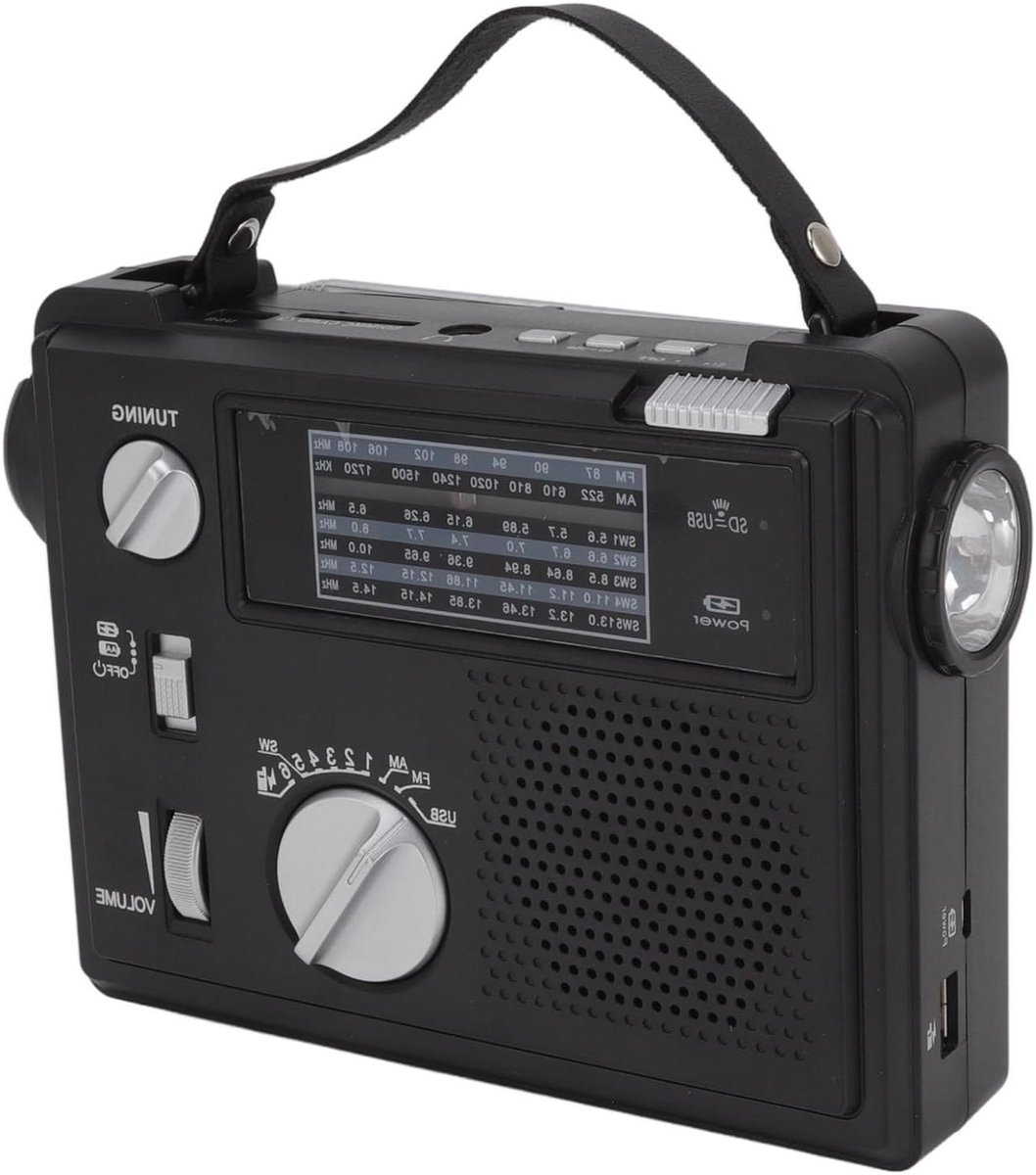 Hand Crank Radio - Noodradio Zaklamp - Buitenactiviteiten Noodgevallen - Ingebouwde LED Zaklamp - 20 x 16 x 7 cm
