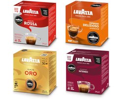 Lavazza A Modo Mio - Qualita Rossa - Qualita Oro - Espresso Delizioso - Espresso Intenso - Proefpakket - 144 (4x36) Koffiecups