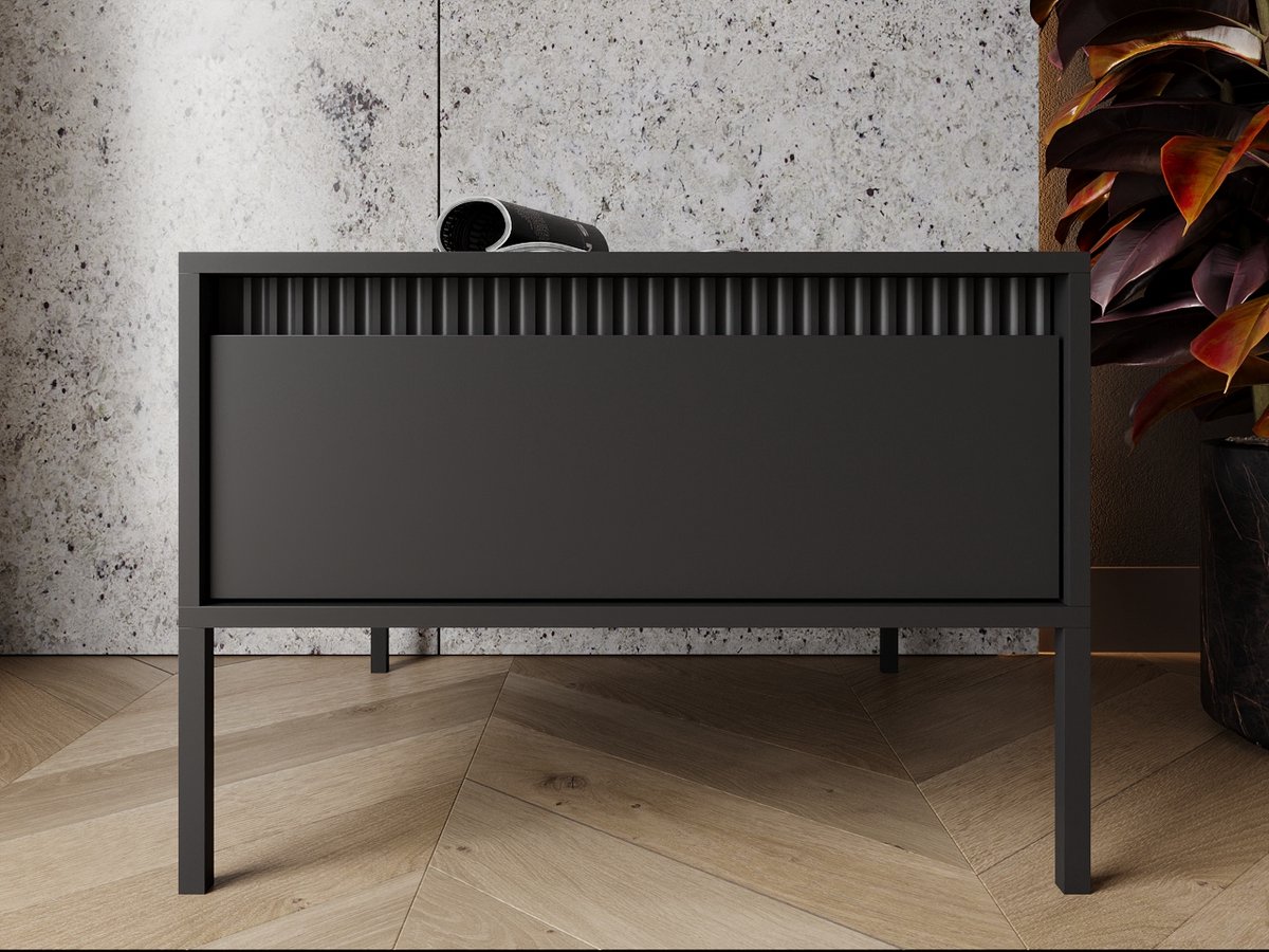 GrainGold – Salontafel Sorano – Mat zwart – Met een lade – Moderne Opbergruimte – 68 cm