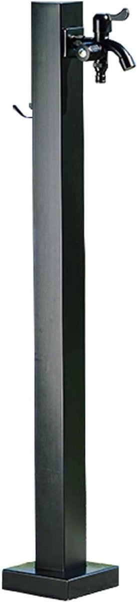 Tuinfontein Kolom - Waterzuil Buiten - Buitenwater Geven - Dubbele Kraan - 95 cm Hoog - Zwart