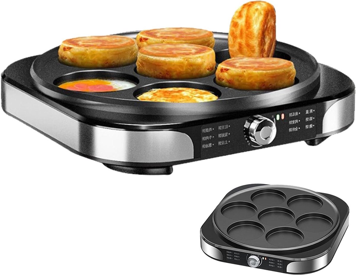 Elektrische Crêpemaker - Pannenkoekmachine Bakplaat - Snelle Maaltijd Bereiding - Onbeperkte Temperatuurregeling - 40cm Bakplaat - Zilver
