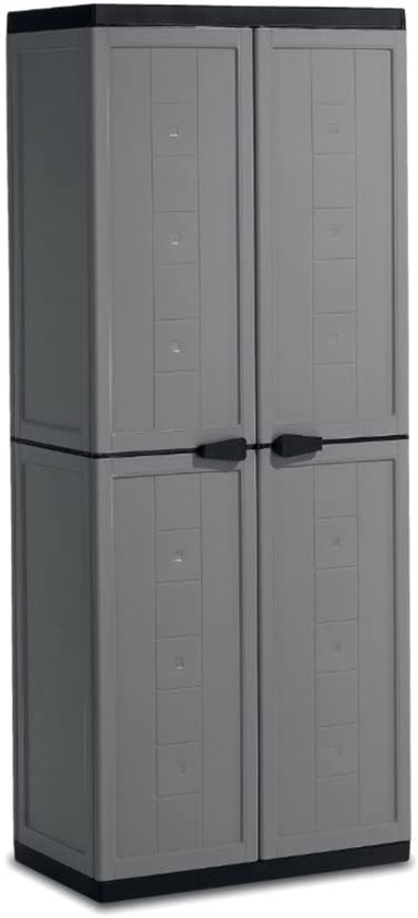 Quvo® Tuinkast Kunststof - Tuinkast - Tuinkist- Grijs- 68cm x 39cm x 166cm; 11 kg