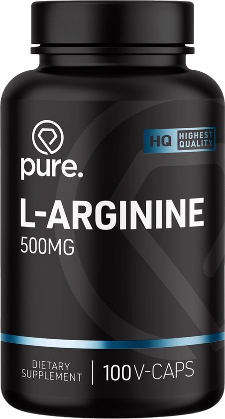 Pure. L- Arginine 500mg - 100 v-caps - vegan supplement - aminozuren - voeding