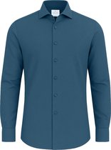 Vercate - Strijkvrij Kreukvrij Overhemd - Blauw - Slim Fit - Bamboe Katoen - Lange Mouw - Heren - Maat 40/M