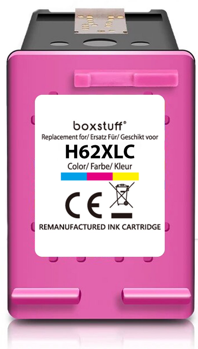 Boxstuff Inkt geschikt voor 62 XL Kleur - (C2P07AE) Compatibel met HP 62 / 62XL - Inkt Cartridge voor HP Envy 5640 / 5644 / 7640 / 7644 OfficeJet 5740 / 5742 / 200 / 250 - Hoge Capaciteit Kleur