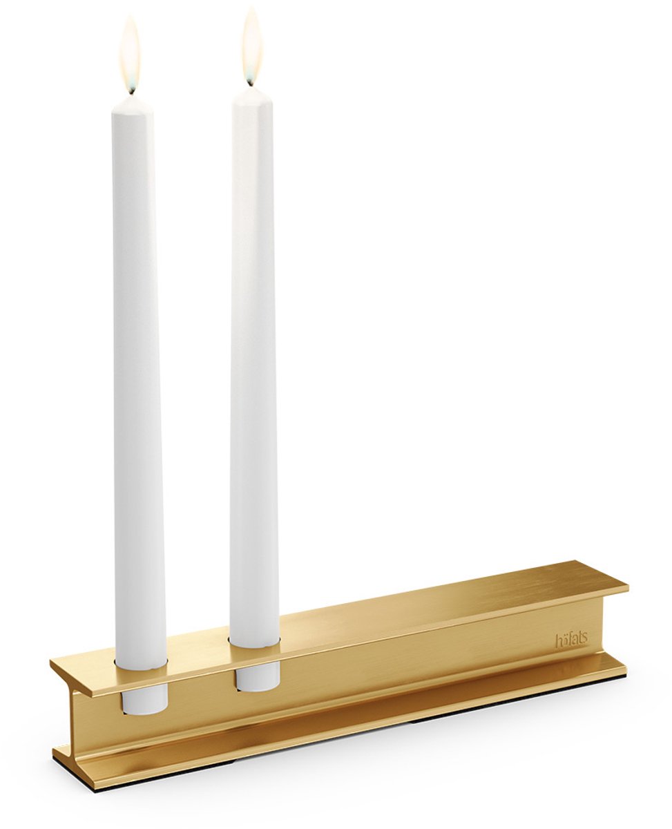 höfats HENRY METAL Kandelaar II goud Design kandelaar voor staafkaarsen, moderne kandelaar in industriële staalbalkstijl