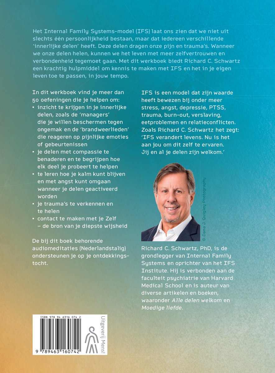 Foto van Richard C. Schwartz, grondlegger van Internal Family Systems, met Nederlandse tekst over het boek