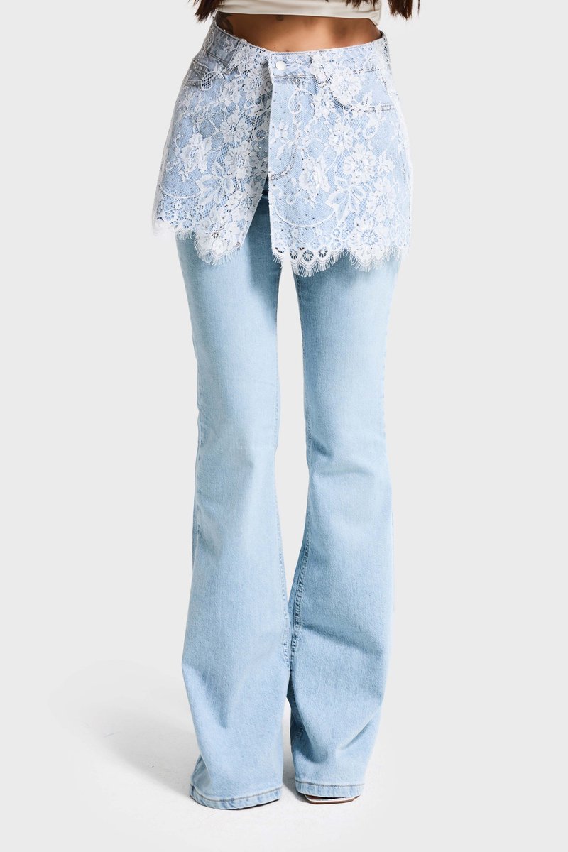 It's Basic - Lace Layered Denim Skirt