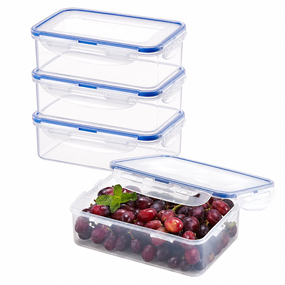 Lock&Lock Diepvriesbakjes - Meal prep bakjes - Vershoudbakjes - 1,6 liter - Set 4 stuks - 100% Lekvrij - BPA vrij - PFAS vrij - Magnetron bakjes met deksel - Diepvriesdozen - Bewaarbakjes - Vershouddoos - Transparant — afbeelding 1