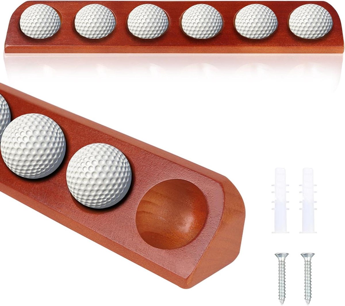 Houten Golfbal Vitrine - Golfbalhouder Display - Golfbal Verzameling Tonen - Verbergt Schroeven Design - 34 cm - Houtkleur