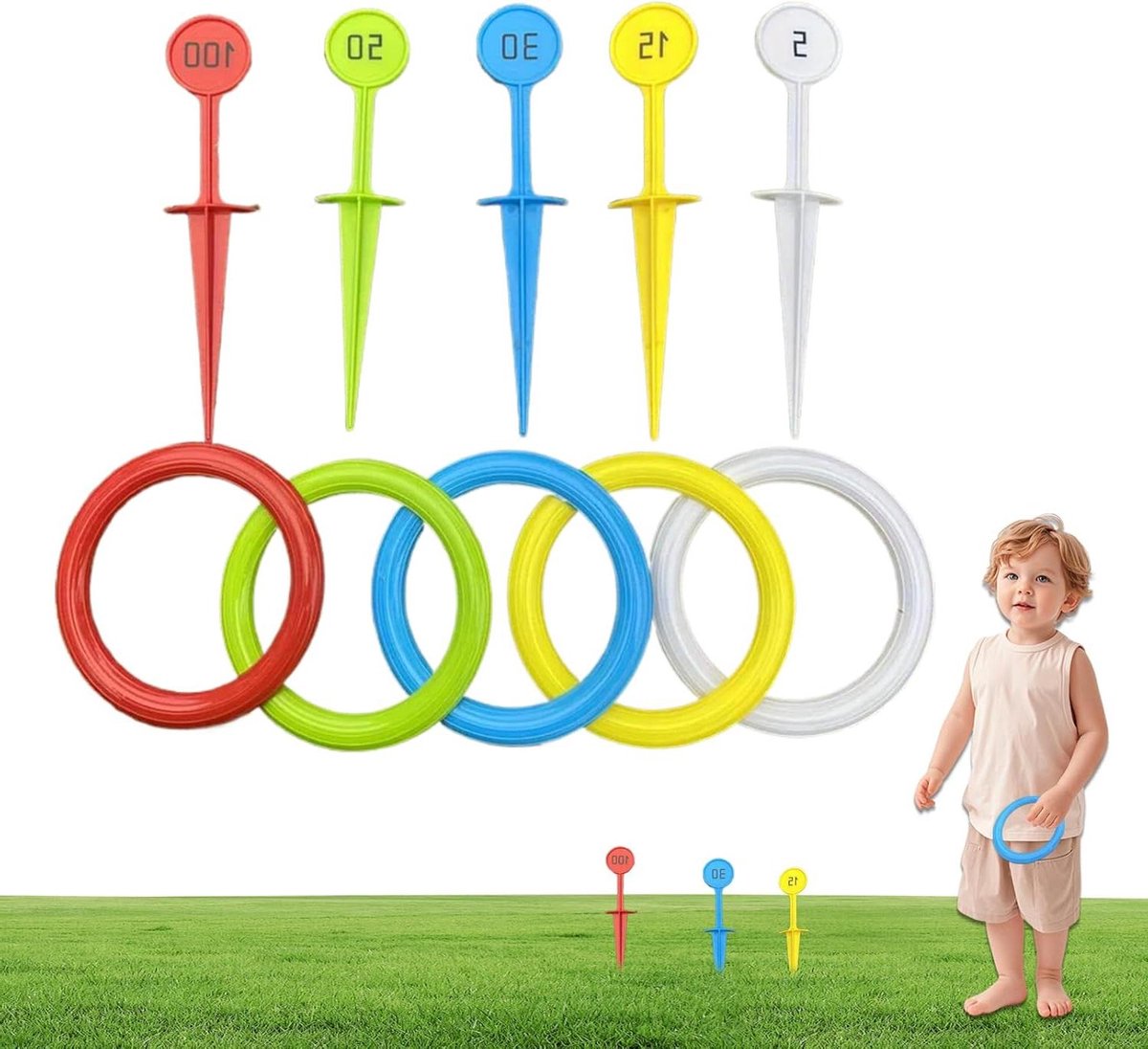 Ringwerpen Spel - Ringgooispel Buiten - Buiten Spelen - Kleurrijk Scoresysteem - 25 x 6 x 6 cm - Multicolor