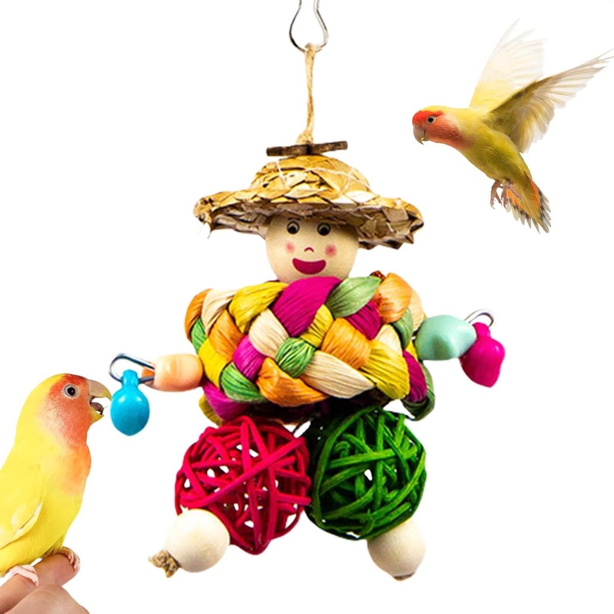 Papegaaienspeelgoed - Vogelspeelgoed Kooi - Snavel Slijpen - Mentale Stimulatie - 12 x 5 x 3 cm - Meerkleurig