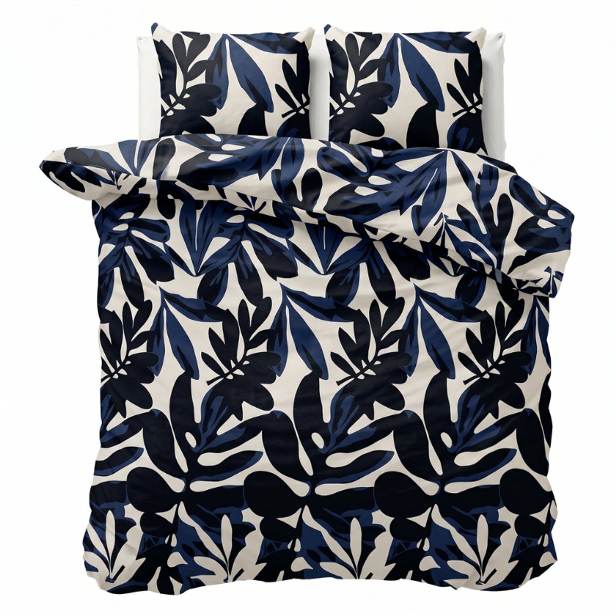 Dekbed-Discounter - Fresh and Co Dekbedovertrek 140 x 200/220 cm - Korte instopstrook - Wasbaar op 40 graden - Inclusief 1 kussensloop - Painted Leafs