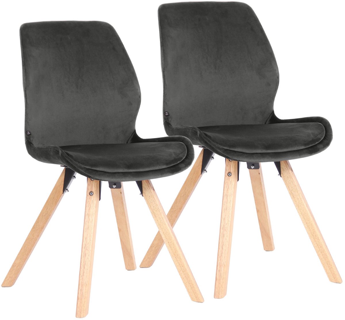CLP Luna Set van 2 Eetkamerstoel - Modern - Rugleuning - 136 kg - Fluweel/donkergrijs