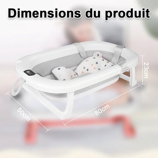 Opvouwbare Babybadkuip met Thermometer - Ergonomisch en Compact - Baby Verzorging Essentials voor 0-24 Maanden — afbeelding 5