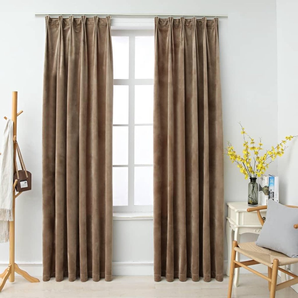 Verduisteringsgordijnen Set - Fluwelen Gordijnen - Slaapkamer Verduisteren - Blokkeert Zonlicht - 140 x 225 cm - Beige