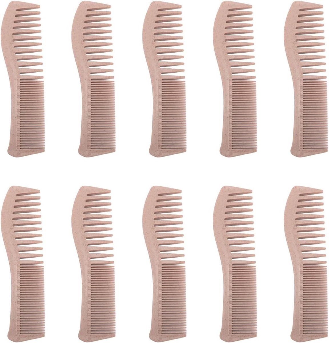 Grove Kam Set - Ontwarrende Kam - Haar Ontklitten - Brede Tanden - 10 Stuks - Beige