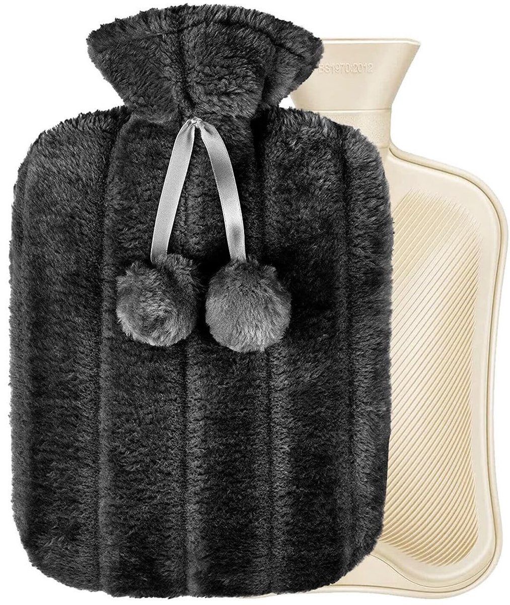 aladdien - Natuurlijke Rubber Fles - Luxe Kruikenset - 2 Liter - Warmtebehoud - Met Pluchen Hoes - Voor Rug- en Nekpijn - Comfortabel