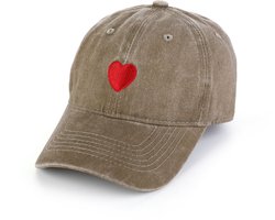 Baseball Cap met Hart-Detail – Charmante Casual Pet – Modieus Headwear voor een Persoonlijke Touch - Kaki