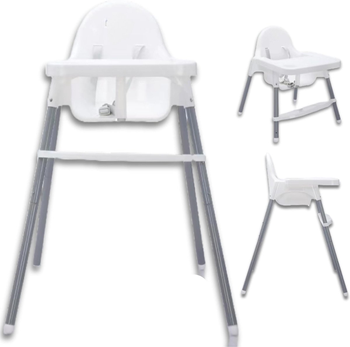 YOR® Peuterstoel - Kinderstoel - Peuter Stoel - met ligfunctie - Wit - 45cm x 50cm x 85cm