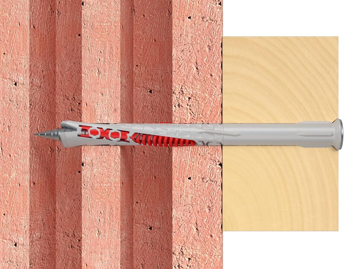 Universele pluggen - Montagepluggen pluggen met schroef - Sterke bevestiging - Randmontage geschikt - 8 x 80 mm - Rood