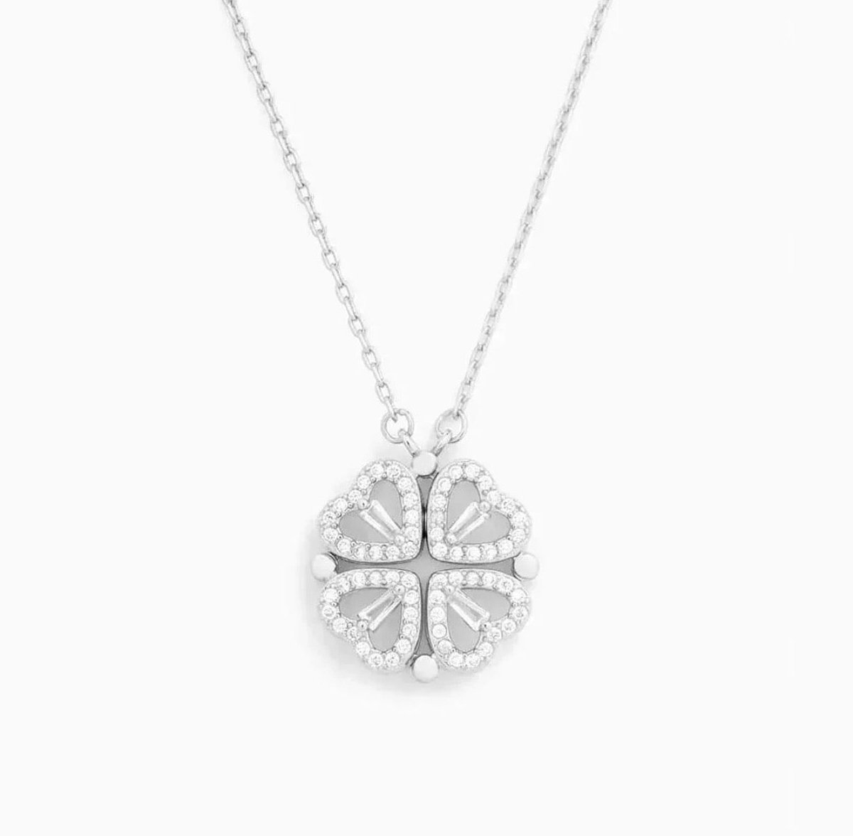 Klavertje Vier Ketting Dames Goud – Hartjes Hanger – Cadeau voor Haar – Verstelbare Ketting