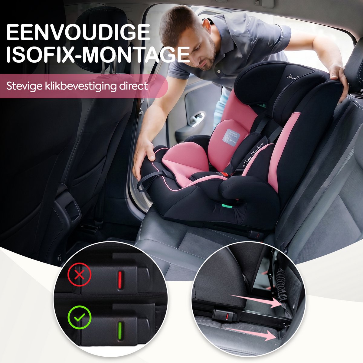 Mino Bambino i-Size Autostoel - Isofix - Roze thumbnail 2