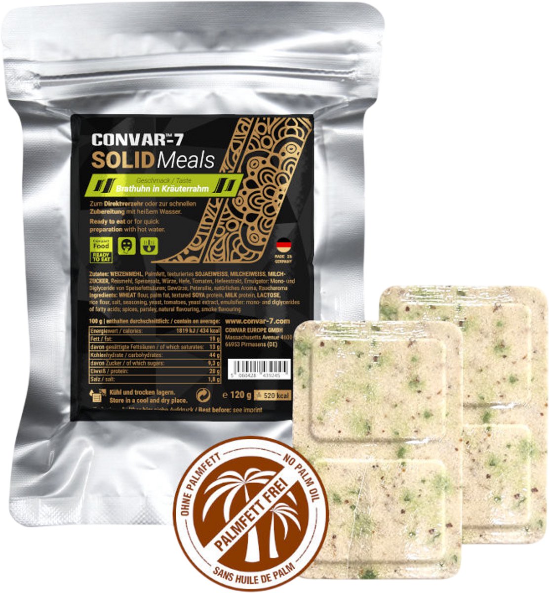CONVAR-7 Energy Bar - Gebraden Kip in Kruidencréme - Noodrantsoen - Noodpakket - Maaltijden - Lang Houdbaar