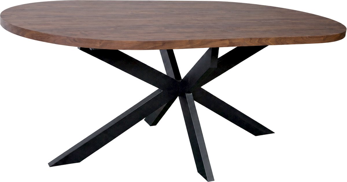 Uitschuifbare eettafel ovaal 180-240cm Liam walnoot MDF eetkamer tafel