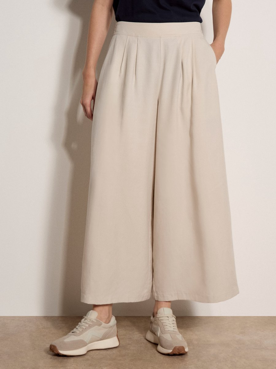 Slub linnen broek met wijde pijpen