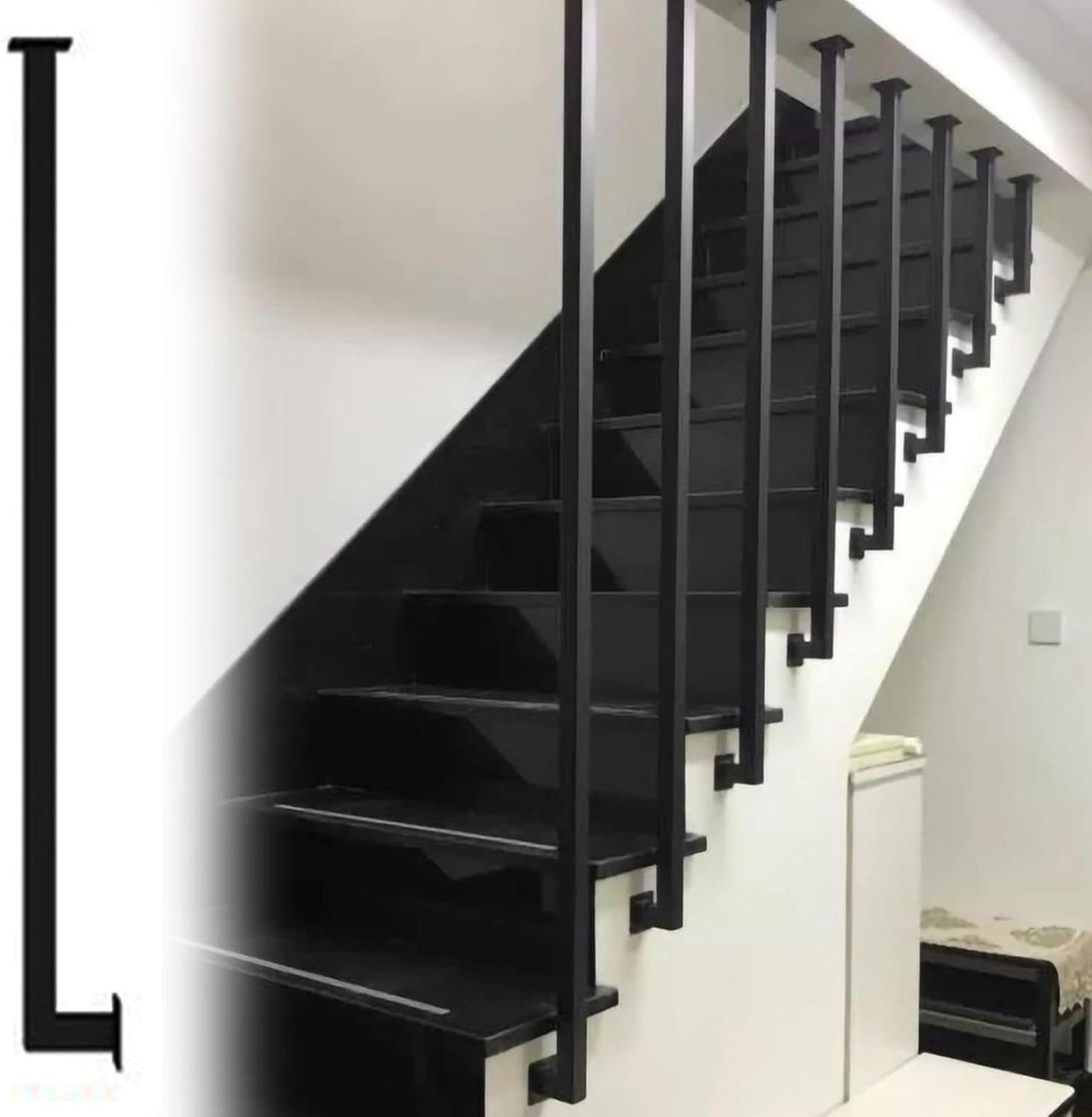 Trapveiligheidsreling - Baluster Reling - Valpreventie Trappen - Smeedijzer Duurzaam - 157cm 62in - Zwart