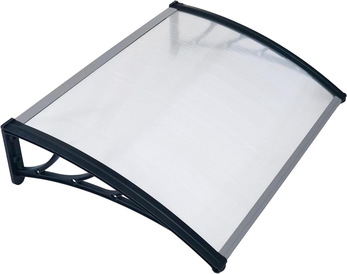 Luifel Aluminium Polycarbonaat - Deurluifel Overkapping - Entree Beschermen - Transparante Plaat - 128 x 75 x 24 cm - Zwart
