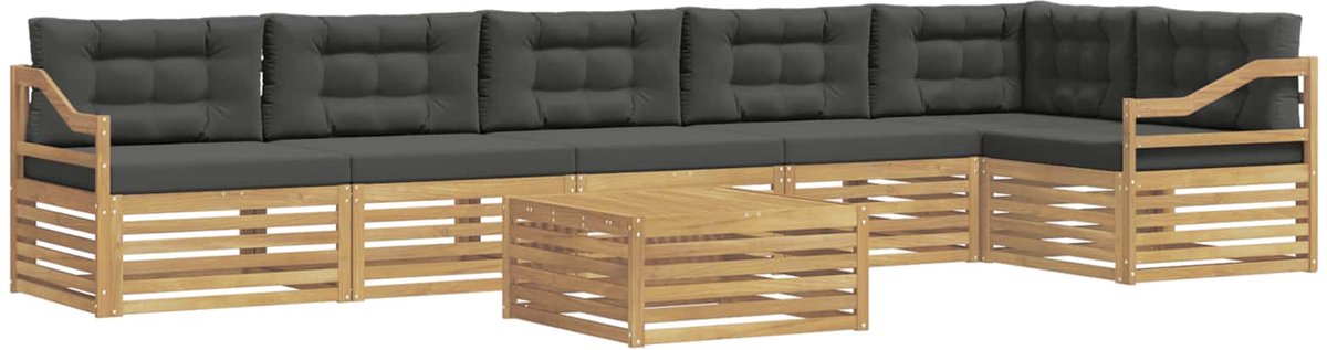 vidaXL Buiten - bank - set - 7 - st - 6-zits - Wit - en - antracietkleurig - Polyester Wit en antracietkleurig